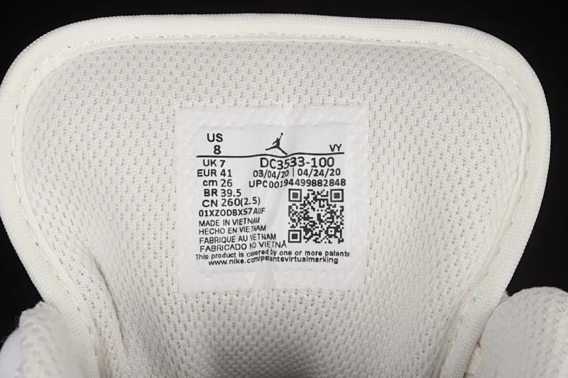 All categories Air Jordan Jordan series basketball shoes Air Jordan 1 Low G version pure original Air Jordan 1 Low AJ1 Joe 1 white and black canvas stitching low-top cultural leisure sports shoes DC3533-100